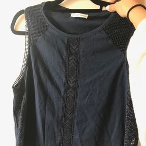 Navy Zara Sleeveless Dress Shirt